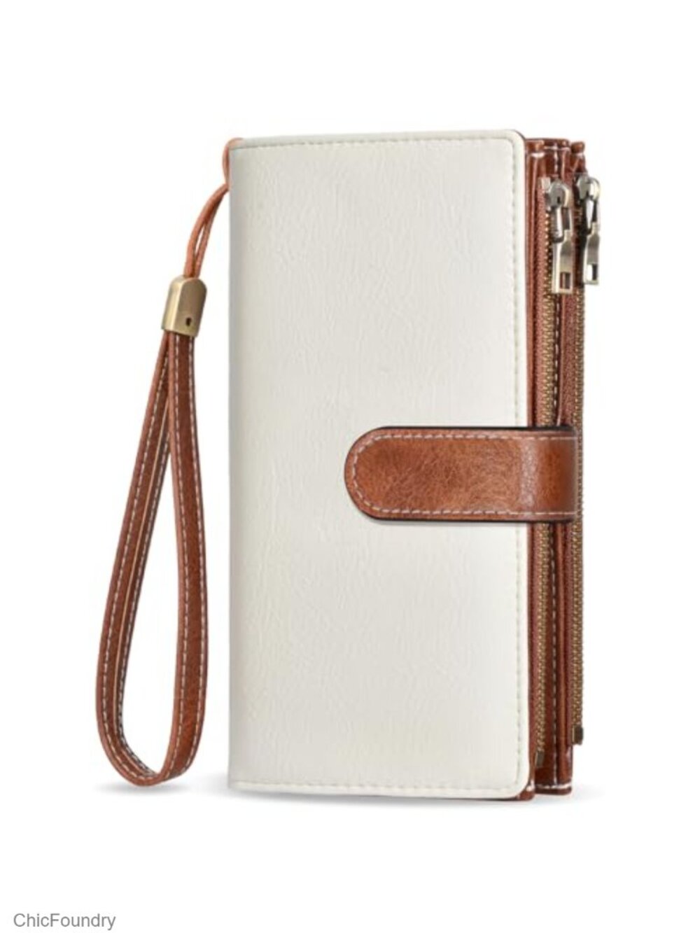 RFID Blocking PU Leather Wristlet Wallet Large Capacity Zip Clutch
